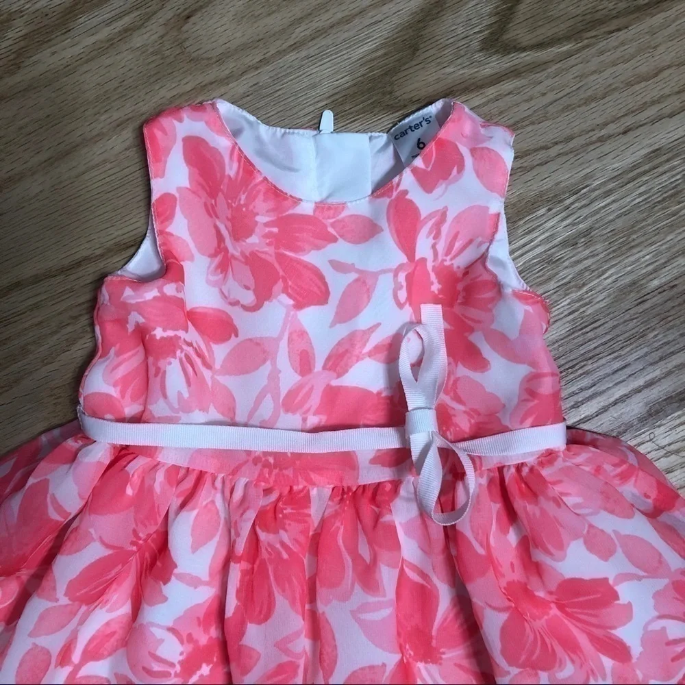 Carter’s Pink Floral A-line Dress Sz 6 Months Baby Girl Sleeveless
